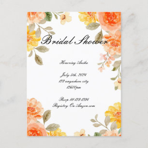 ORANGE FLORAL BOTANICAL BRIDAL SHOWER INVITATION