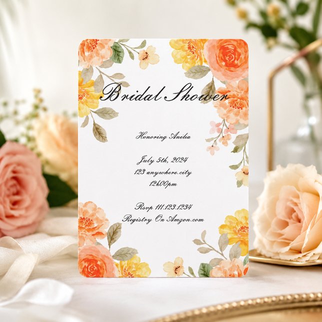 ORANGE FLORAL BOTANICAL BRIDAL SHOWER INVITATION (Creator Uploaded)