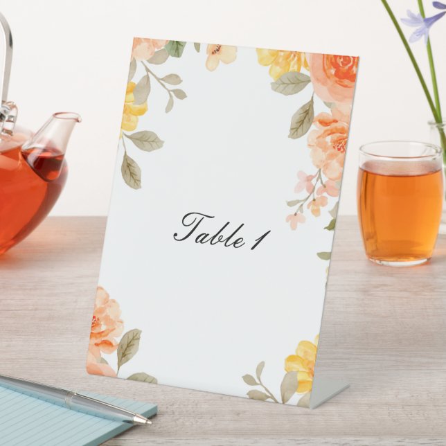 ORANGE FLORAL BOTANICAL TABLE NUMBER SIGN (In SItu)