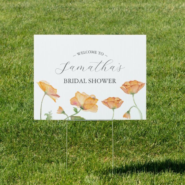 Orange Floral Bridal Shower Yard Signs (Insitu)