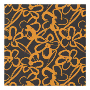 Orange Floral brush strokes seamless pattern backg Faux Canvas Print