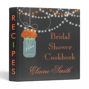 orange floral Chalkboard Mason Jar Recipe Folder
