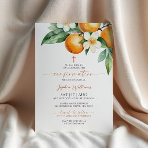 Orange Floral Confirmation Invitation