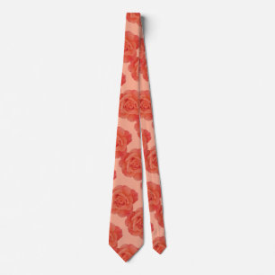 Orange Floral Coral Vintage Rustic Rose Patterns Neck Tie