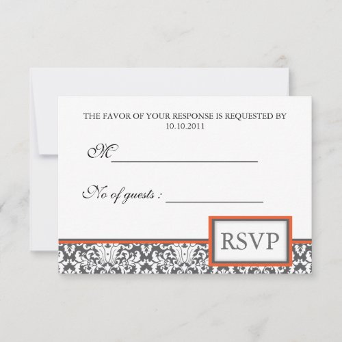 Orange floral Damask RSVP Invite