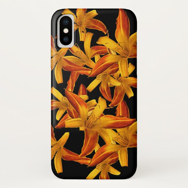 Orange Floral Daylily Garden Flowers iPhone X Case