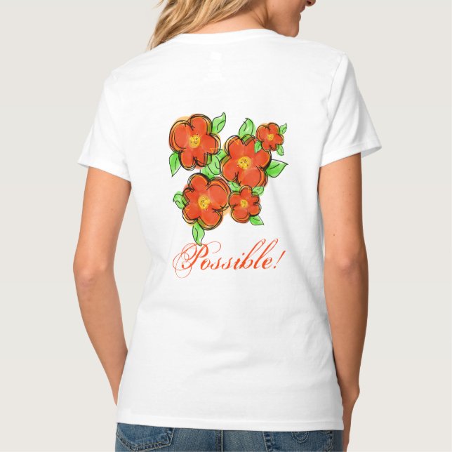 Orange Floral Designer T-Shirt (Back)