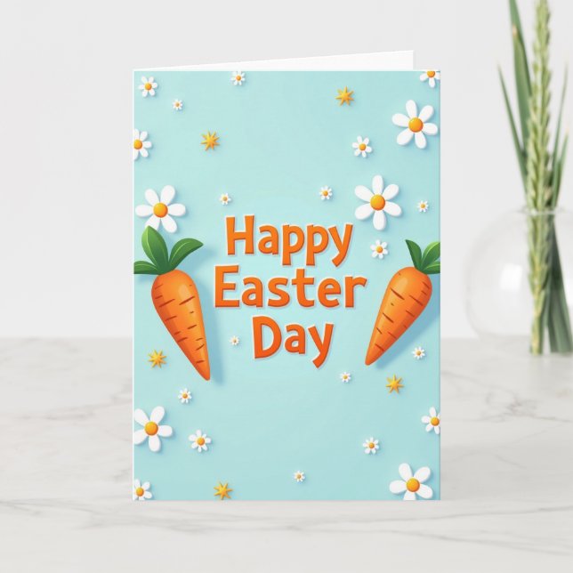 Orange Floral Easter Day Card (Front)