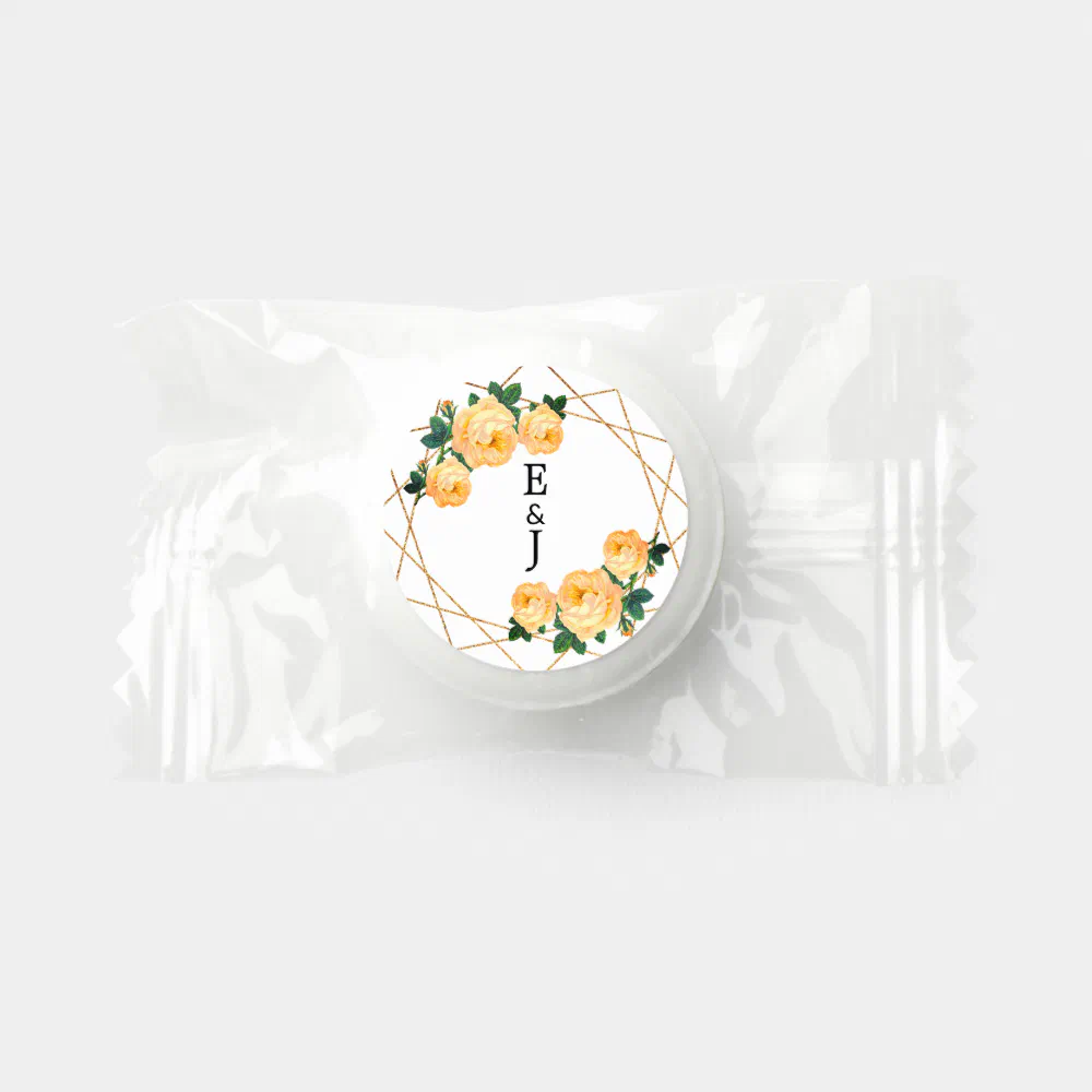 Orange Floral Elegant Gold Glitter Geo Monogrammed Life Saver® Mints