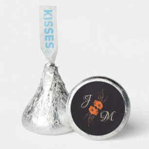 Orange Floral Elegant Minimal Monogram Wedding  Hershey®'s Kisses®