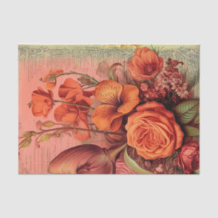 Orange Floral Ephemera Tissue Paper