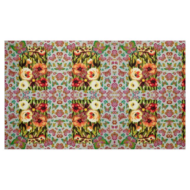 Orange Floral Fabric (Fat Quarter)