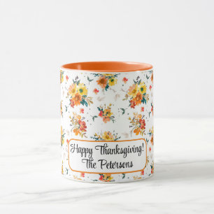 Orange Floral Fall Mug