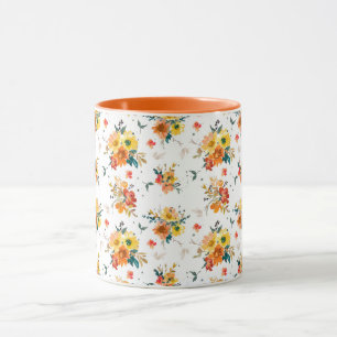 Orange Floral Fall Mug