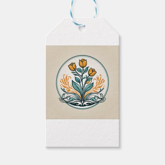 Orange Floral  Gift Tags (Front)