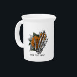 Orange floral Gothic Skull Beverage Pitcher<br><div class="desc">Halloween floral gothic orange rose pitcher.</div>