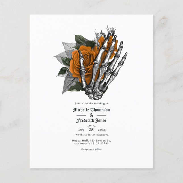 Orange Floral Gothic Wedding Invitation Flyer (Front)