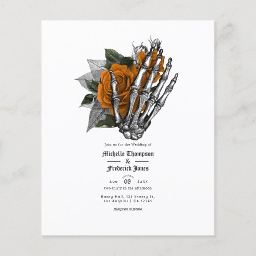 Orange Floral Gothic Wedding Invitation Flyer