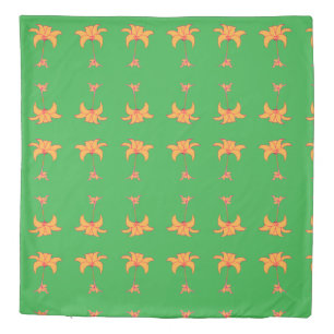 Orange Floral Green     Duvet Cover