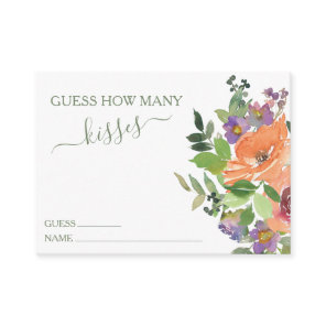 Orange Floral Guess How Many Kisses Game Enclosure Card