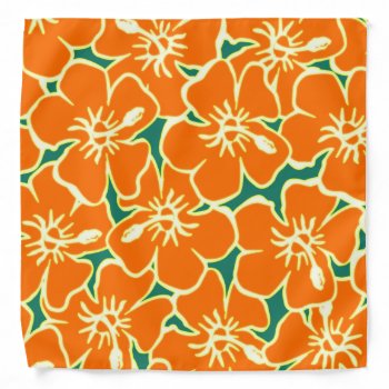 Orange Floral Hibiscus Hawaiian Flowers Bandanna by macdesigns2 at Zazzle