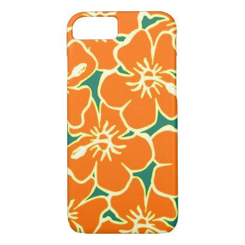 Orange Floral Hibiscus Hawaiian Flowers Phone Case by macdesigns2 at Zazzle