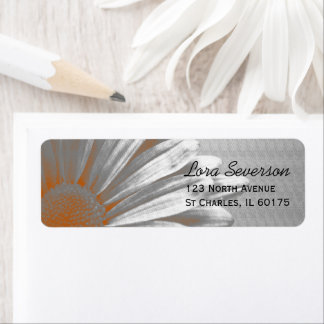 Orange Floral Highlights Return Address Label