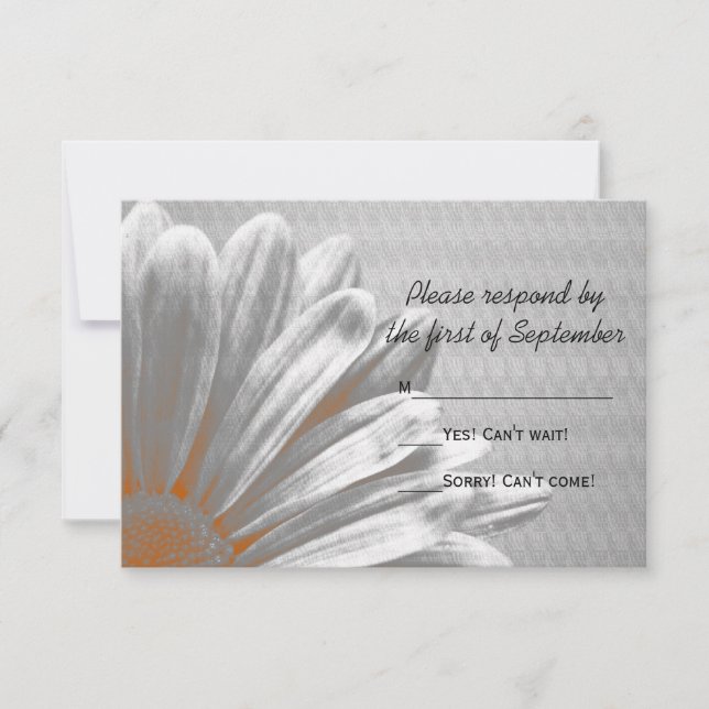 Orange Floral Highlights Wedding RSVP Card (Front)