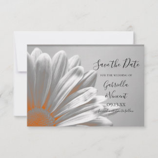 Orange Floral Highlights Wedding Save the Date