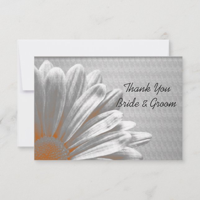 Orange Floral Highlights Wedding Thank You Notes (Front)