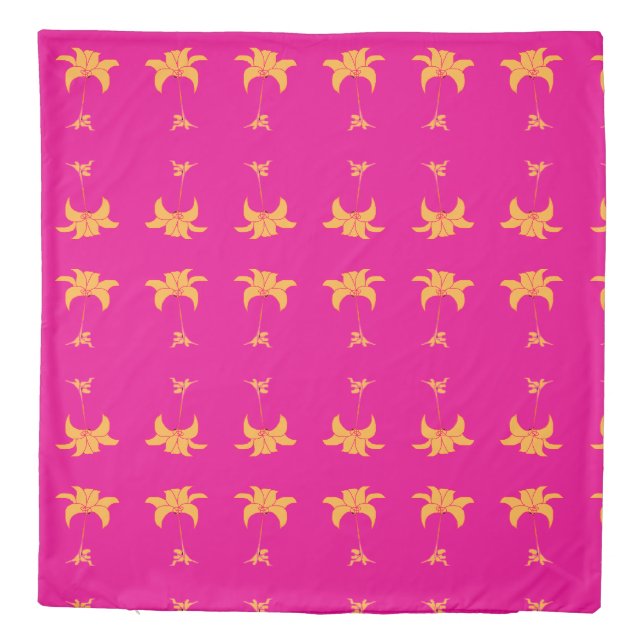 Orange Floral Hot Pink    Duvet Cover (Back)