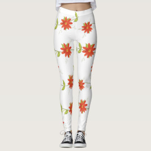 Orange Floral Leggings