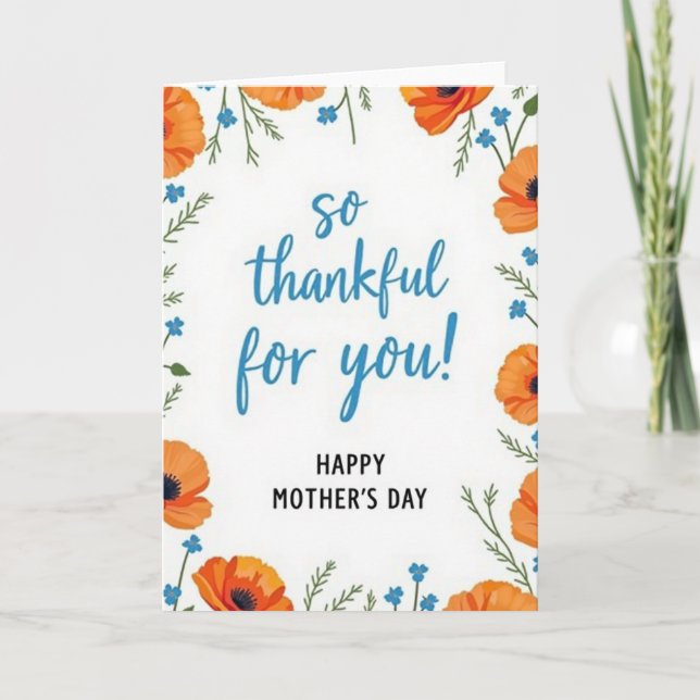 Orange Floral Mothers Day Card (Front)