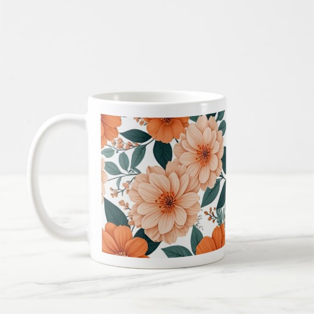 Orange Floral Mug (Left)