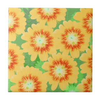 Orange Floral Pattern Ceramic Tile