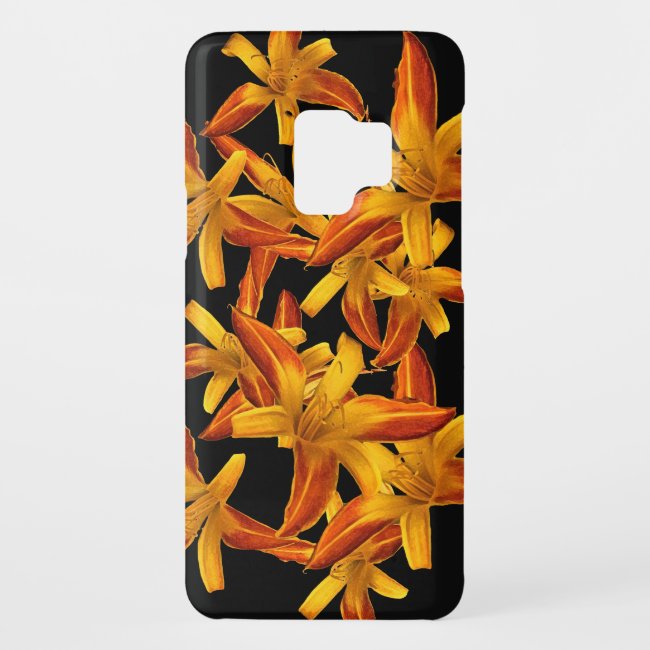 Orange Floral Pattern Daylilies Galaxy S9 Case