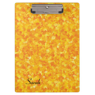 Orange floral personalized clipboard