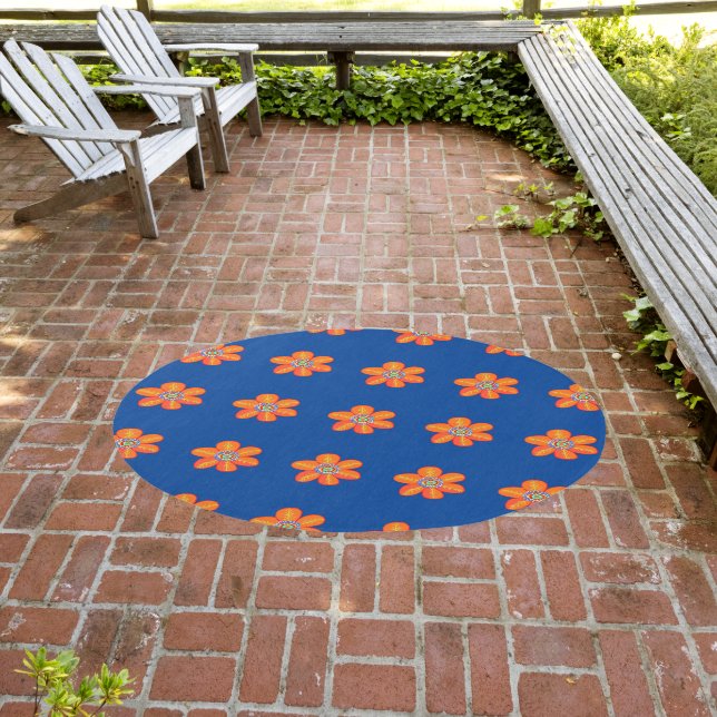 Orange Floral Petals Outdoor Rug (Insitu (Outdoor 3))