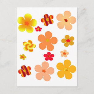 Orange Floral Pop Art Postcard