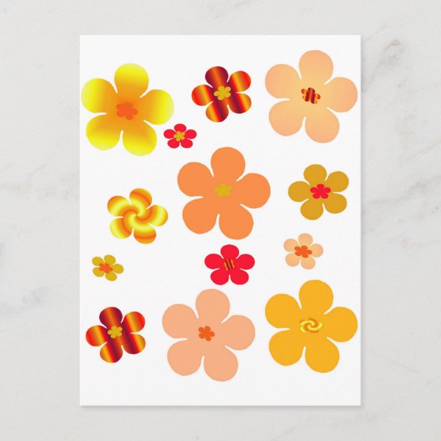 Orange Floral Pop Art Postcard (Front)