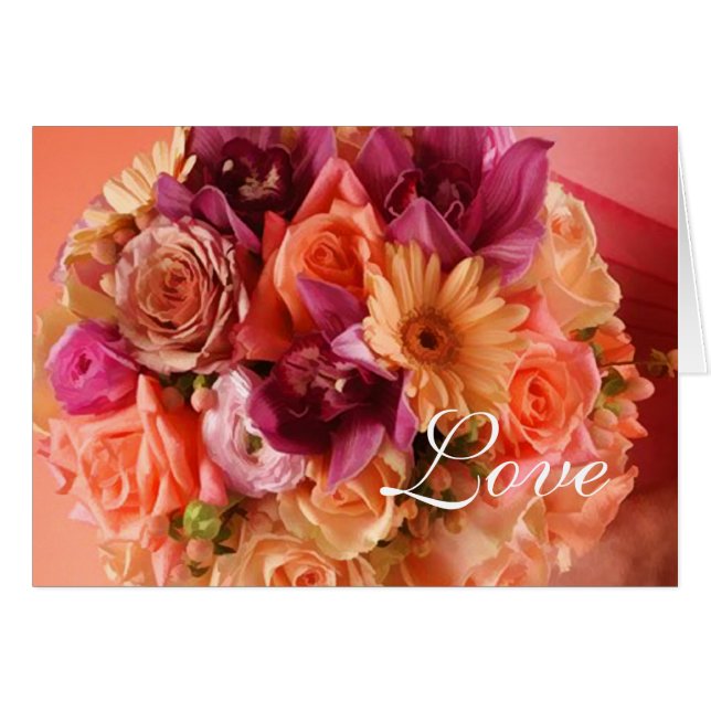 Orange Floral Postage Stamp Cards (Front Horizontal)