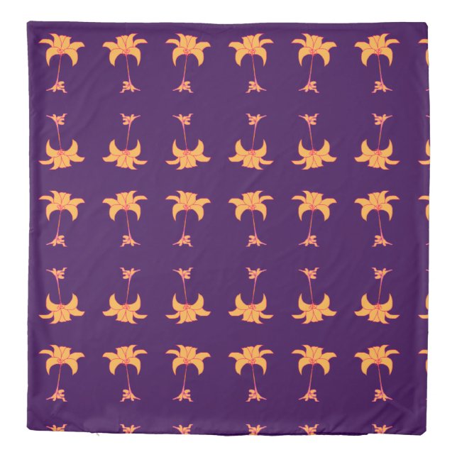 Orange Floral Purple   Duvet Cover (Back)