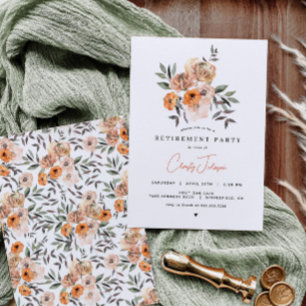 Orange Floral Retirement Party Invitation