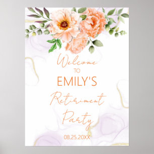 Orange Floral Retirement Party Welcome Sign