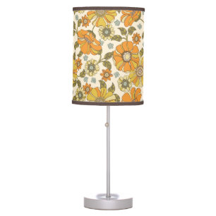Orange Floral Retro Pattern Table Lamp