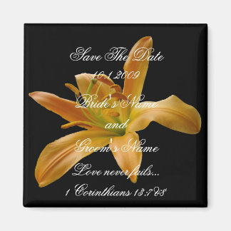 Orange Floral Save the Date magnet