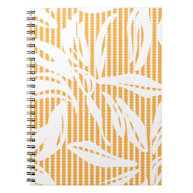 Orange Floral seamless pattern with striped backgr Notebook (Front)