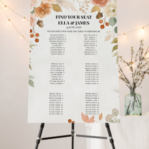 Orange Floral Seating Chart Sign