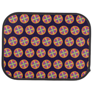Orange floral shapes illustration car floor mat