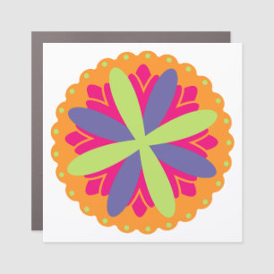 Orange floral shapes illustration car magnet